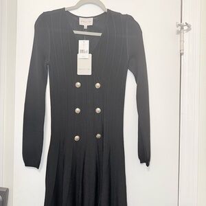 Adelyn Rae Black Long Sleeve Dress with Button Details